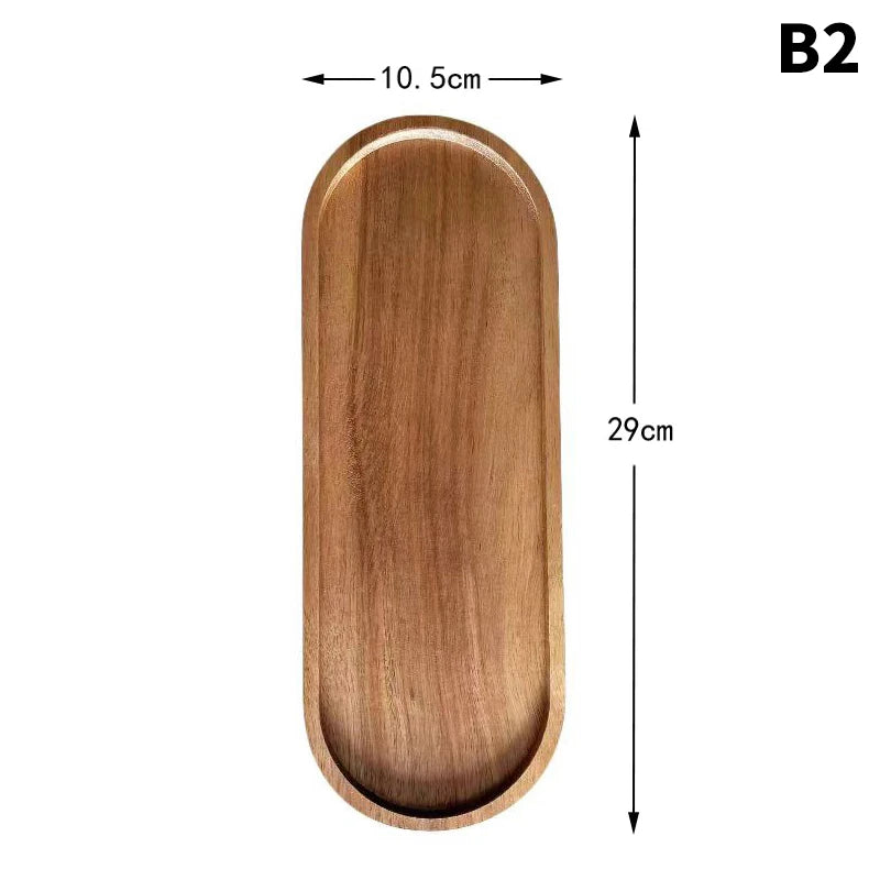 Wooden Serving Tray – Oval Wood Tray for Food, Dishes, and Desserts
