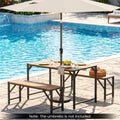 Set of 1 Acacia Wood Outdoor Bench 47.5" with Slatted Seat for Backyard