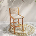 Set of 1 Outdoor Counter Height Bar Stool Woven Paper Rope Patio Barstool with Teak Wood Frame