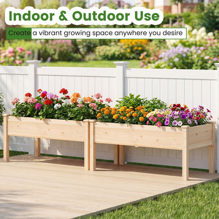 Set of 1 Wooden Raised Garden Bed with Legs Natural Fir Wood Elevated Planter Box