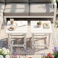 Set of 2 18 Inch Outdoor Adirondack Side Table with Slatted Surface-White