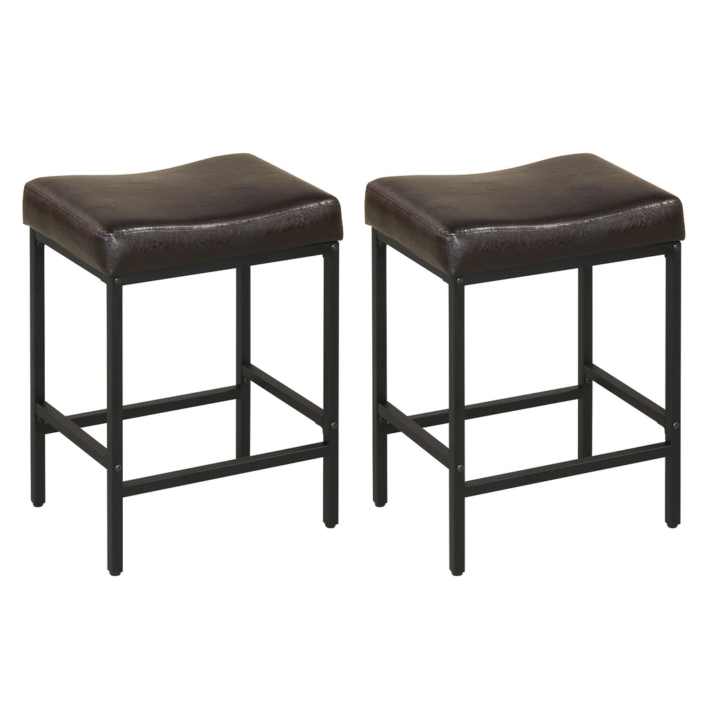 Set of 2 25 Inch Counter Height Bar Chairs for Kitchen Island-Brown