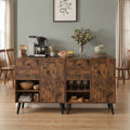 Set of 2 31" Buffet Cabinet with 2 Drawers and Open Compartments for Kitchen-Rustic Brown