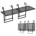 Set of 2 48" Balcony Railing Table with 5-Level Adjustable Height for Patio and Deck-Black