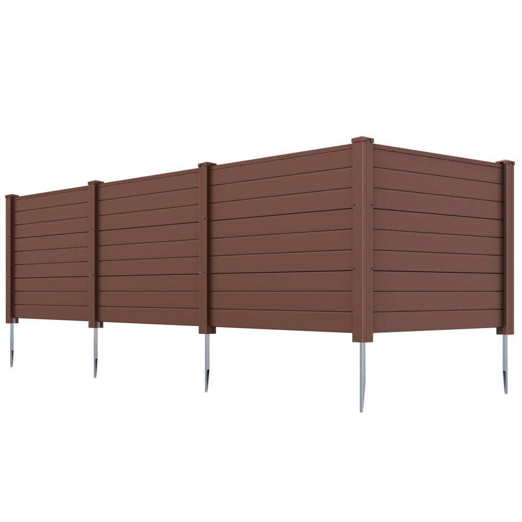Set of 2 48 x 38 Inch Air Conditioner Fence 2 Panels with Metal Ground Stakes-Brown