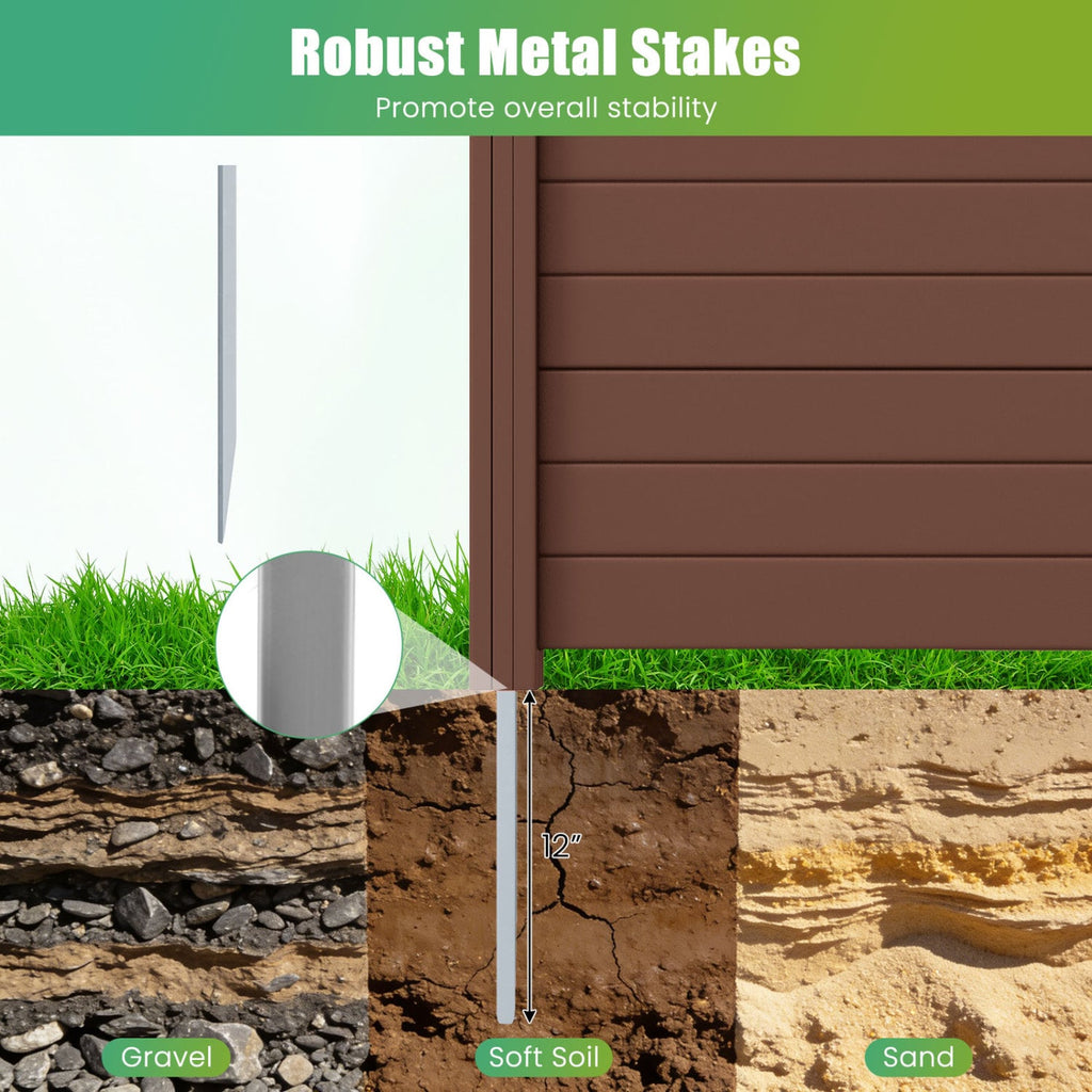 Set of 2 48 x 38 Inch Air Conditioner Fence 2 Panels with Metal Ground Stakes-Brown