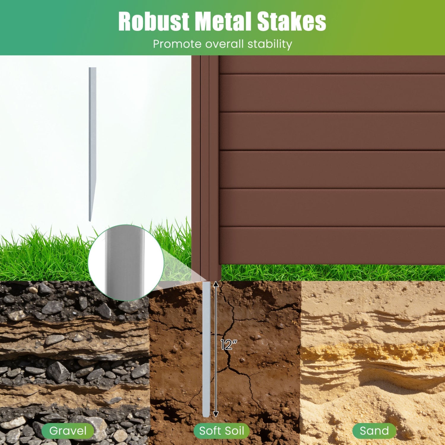 Set of 2 48 x 38 Inch Air Conditioner Fence 2 Panels with Metal Ground Stakes-Brown