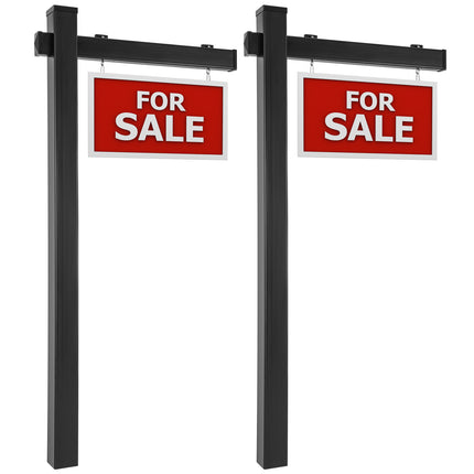 Set of 2 6 Feet Vinyl UPVC Real Estate Realtor Yard Sign Post-Black