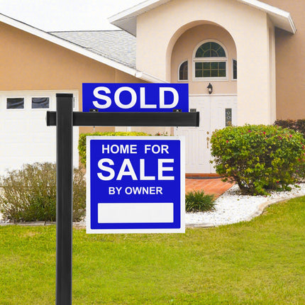 Set of 2 6 Feet Vinyl UPVC Real Estate Realtor Yard Sign Post-Black
