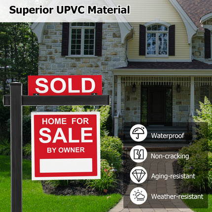 Set of 2 6 Feet Vinyl UPVC Real Estate Realtor Yard Sign Post-Black