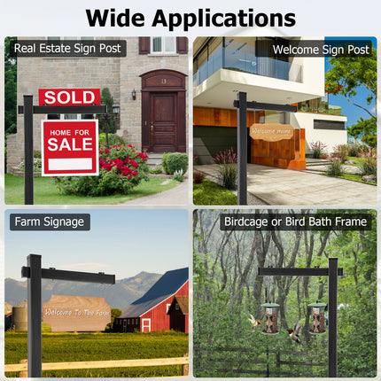 Set of 2 6 Feet Vinyl UPVC Real Estate Realtor Yard Sign Post-Black