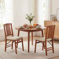 Set of 2 Foldable Upholstered Kitchen Chairs with Padded Seat-Beige