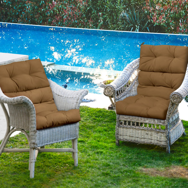 Set of 2 High Back Chair Cushion with Adjustable Height-Brown