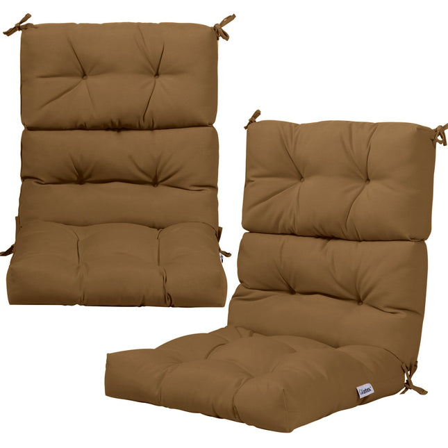 Set of 2 High Back Chair Cushion with Adjustable Height-Brown