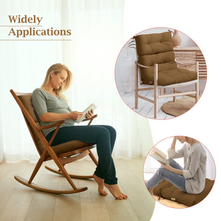 Set of 2 High Back Chair Cushion with Adjustable Height-Brown