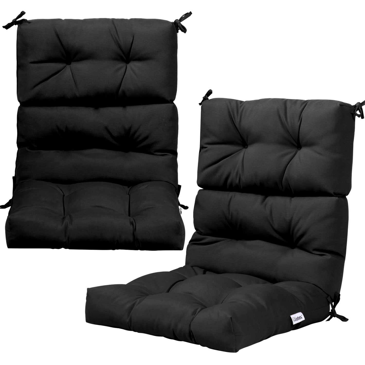Lot de 2 coussins de chaise à haut dossier avec hauteur réglable - Noir