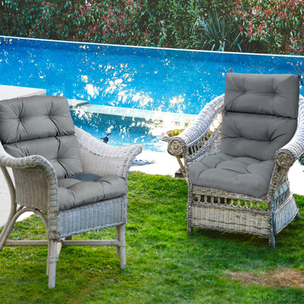 Set of 2 High Back Chair Cushion with Adjustable Height-Gray