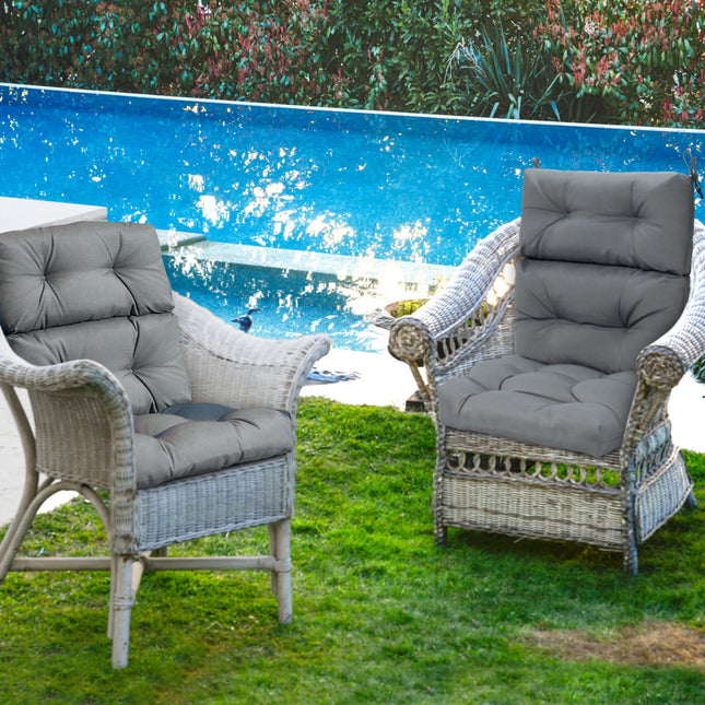 Set of 2 High Back Chair Cushion with Adjustable Height-Gray
