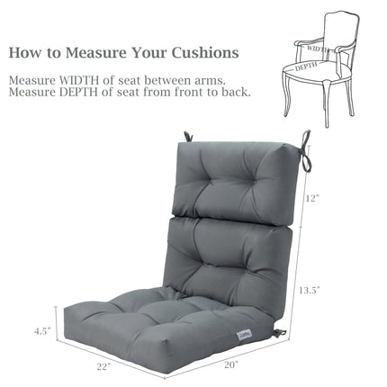 Set of 2 High Back Chair Cushion with Adjustable Height-Gray