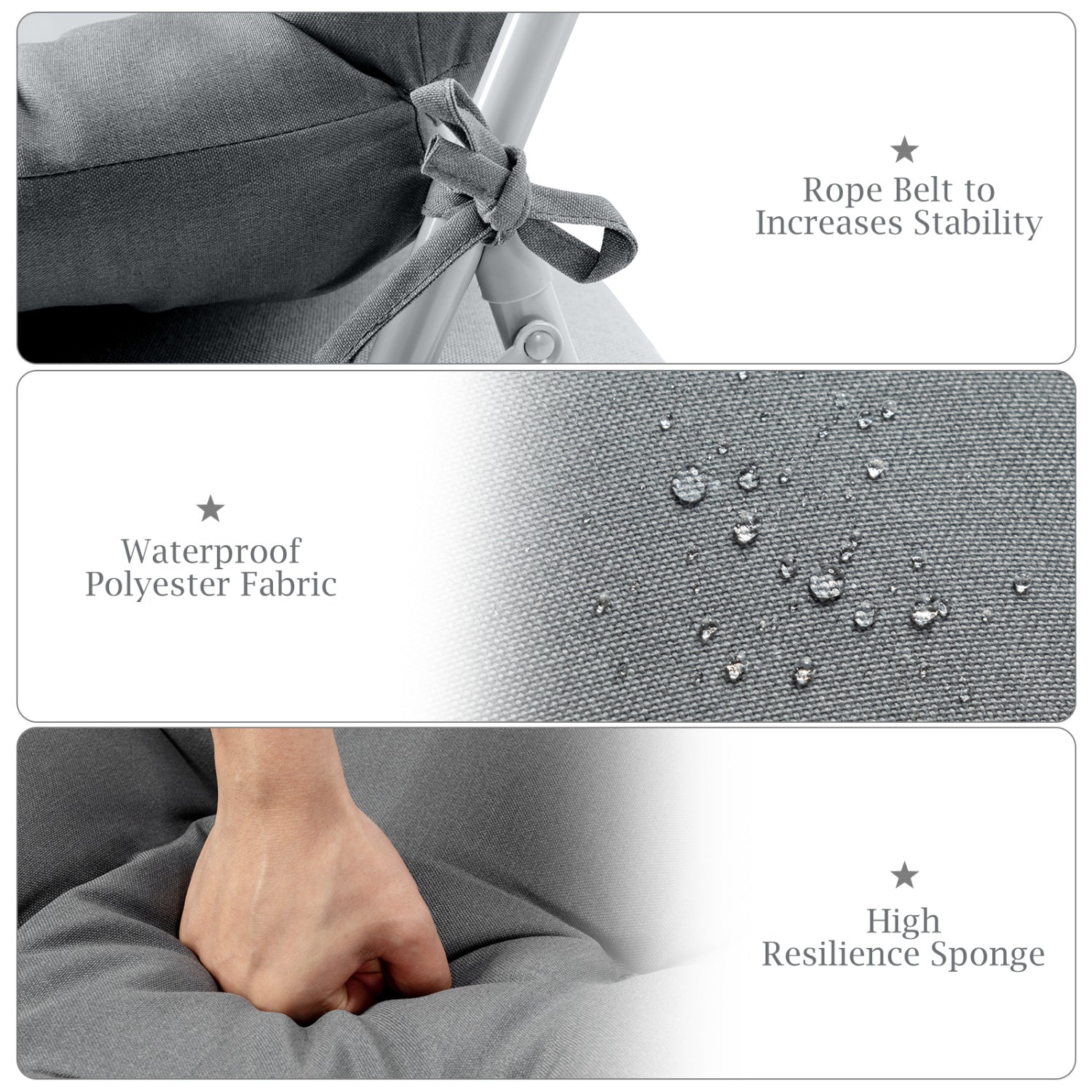 Lot de 2 coussins de chaise haute avec hauteur réglable - Gris