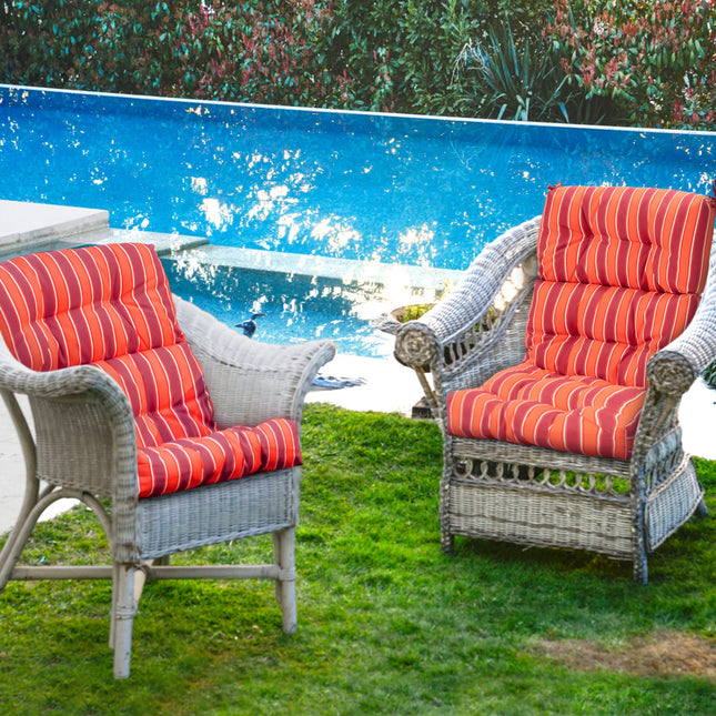 Set of 2 High Back Chair Cushion with Adjustable Height-Orange