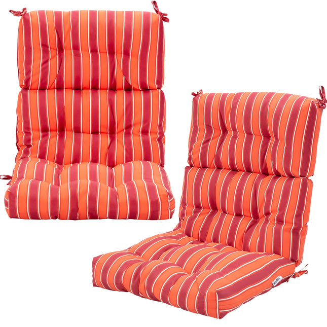 Set of 2 High Back Chair Cushion with Adjustable Height-Orange