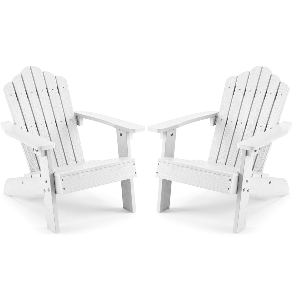 Ensemble de 2 chaises Adirondack pour enfants, toutes saisons, pour l'extérieur, avec dossier haut incliné - Blanc