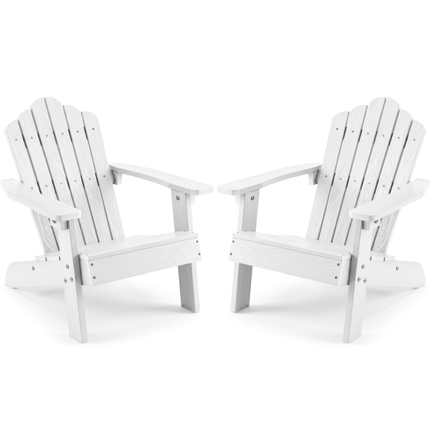 Ensemble de 2 chaises Adirondack pour enfants, toutes saisons, pour l'extérieur, avec dossier haut incliné - Blanc