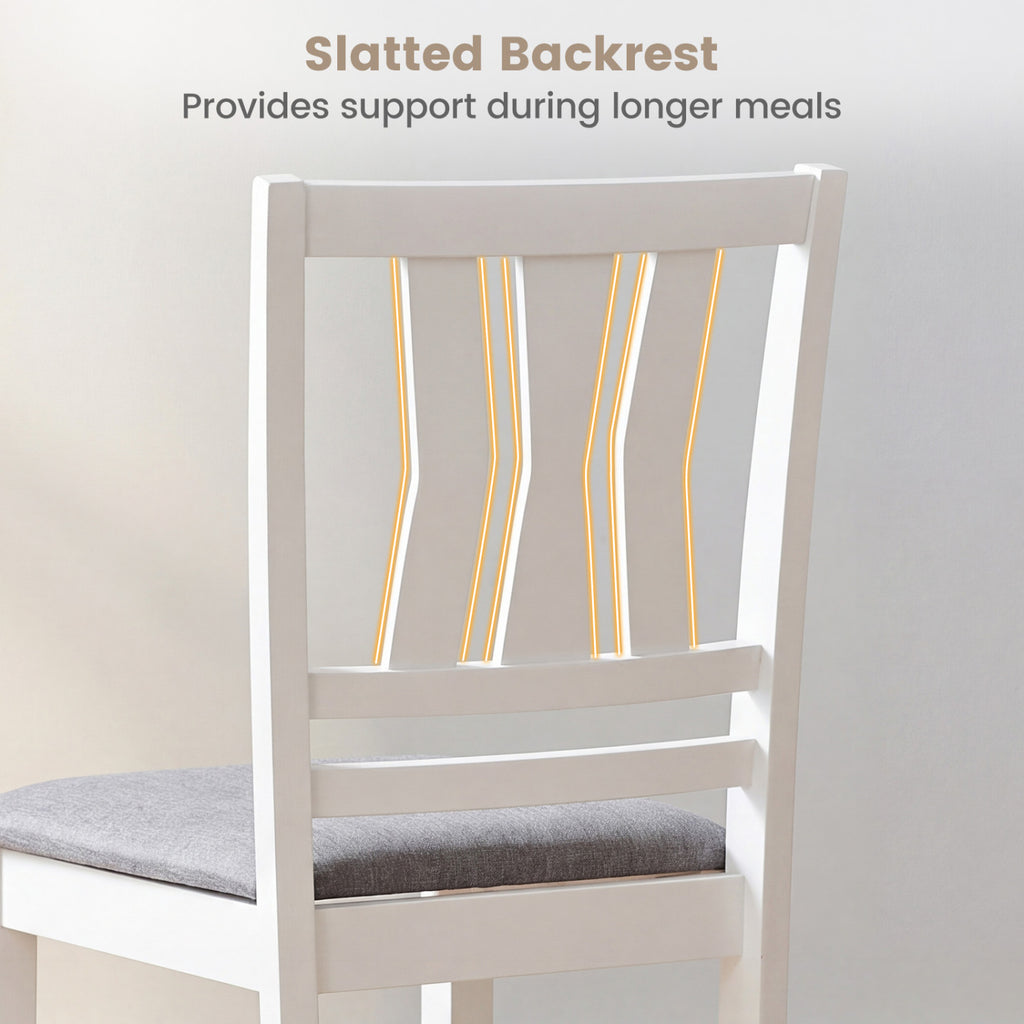 Set of 2 Linen Style Upholstered Kitchen Chairs with Wood Frames-White