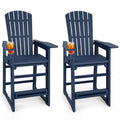 Set of 2 Outdoor 29 Inch Height Bar Stool with Backrest and Armrests-Blue