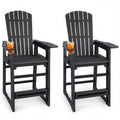 Set of 2 Outdoor 29 Inch Height Bar Stool with Backrest and Armrests-Black