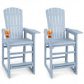 Set of 2 Outdoor 29 Inch Height Bar Stool with Backrest and Armrests-Gray