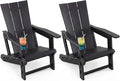 Set of 2ï»¿ Outdoor Adirondack Chairs with Cup Holder-Black