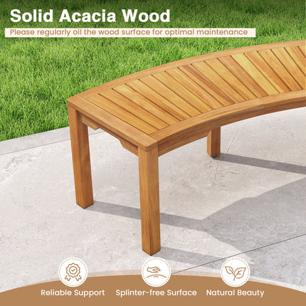 Set of 2 Outdoor Bench Acacia Wood Curved Garden Bench 2-Person