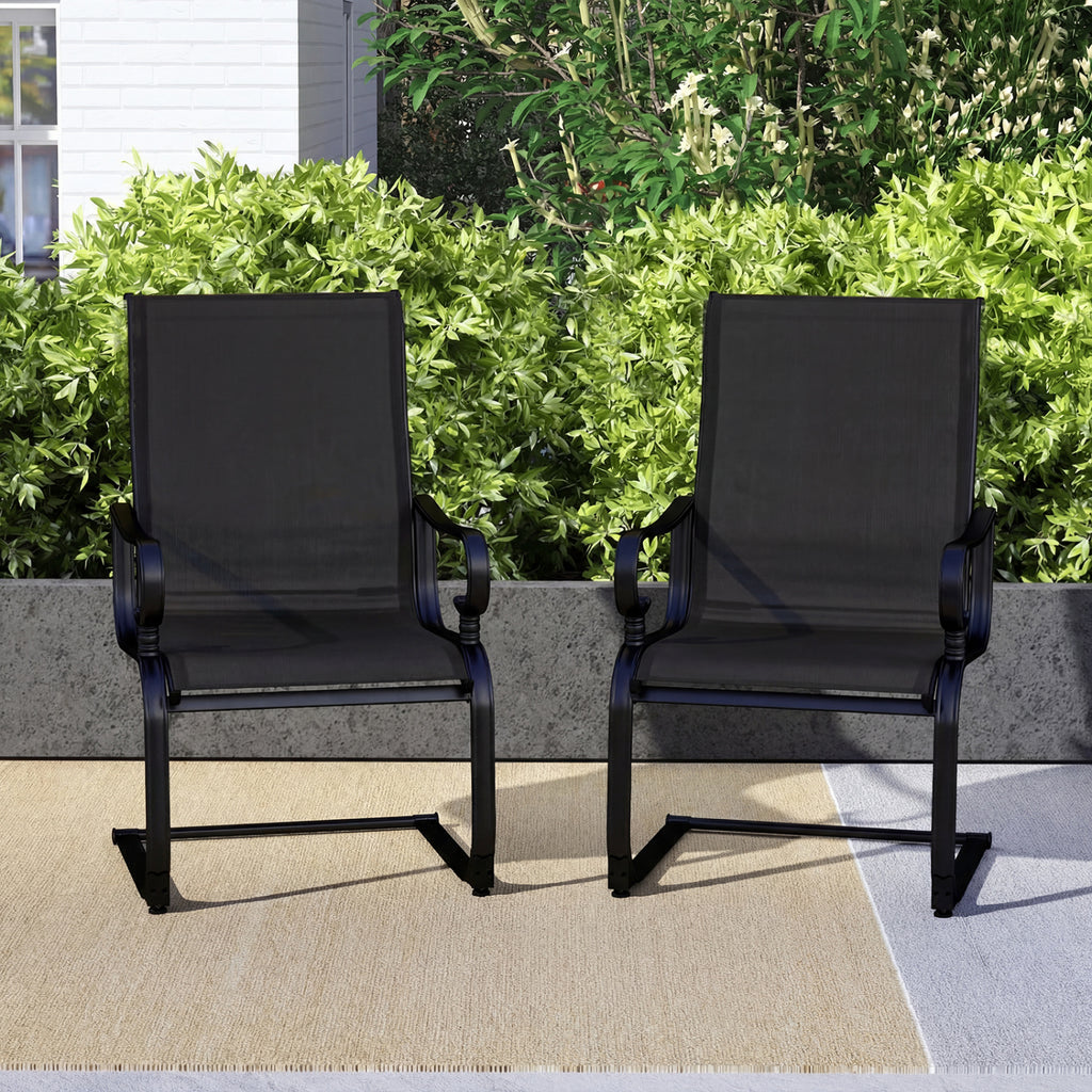Set of 2 Patio Chairs with Quick-drying and Breathable Fabric for Backyard-Black