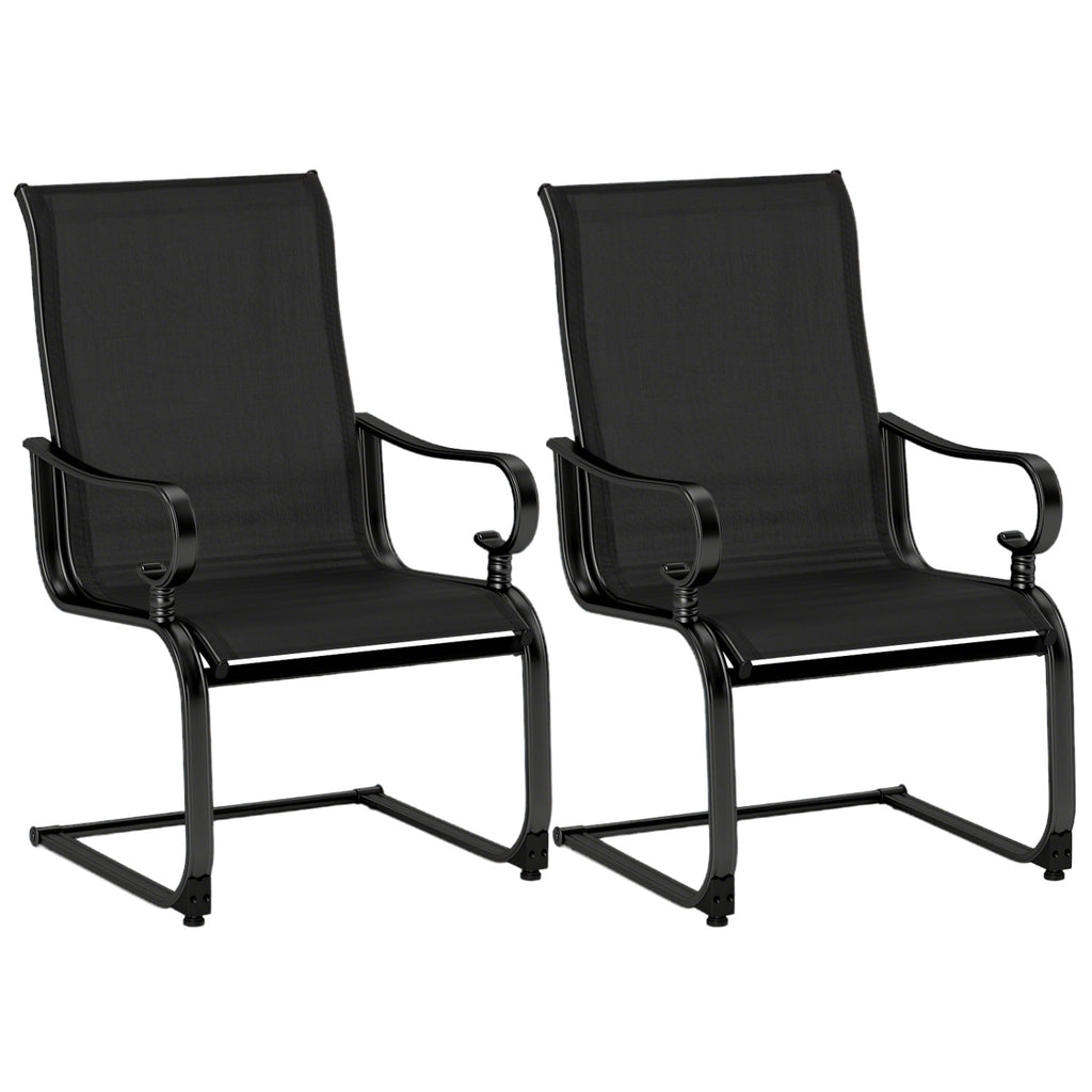 Set of 2 Patio Chairs with Quick-drying and Breathable Fabric for Backyard-Black