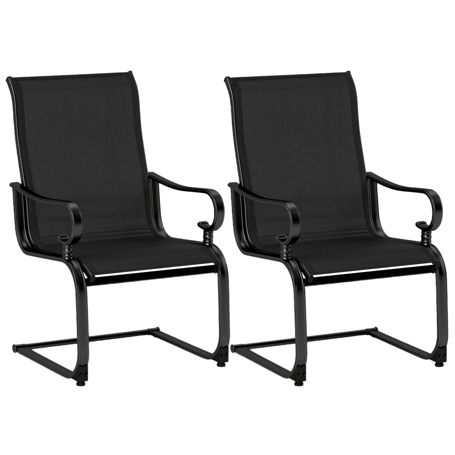Set of 2 Patio Chairs with Quick-drying and Breathable Fabric for Backyard-Black