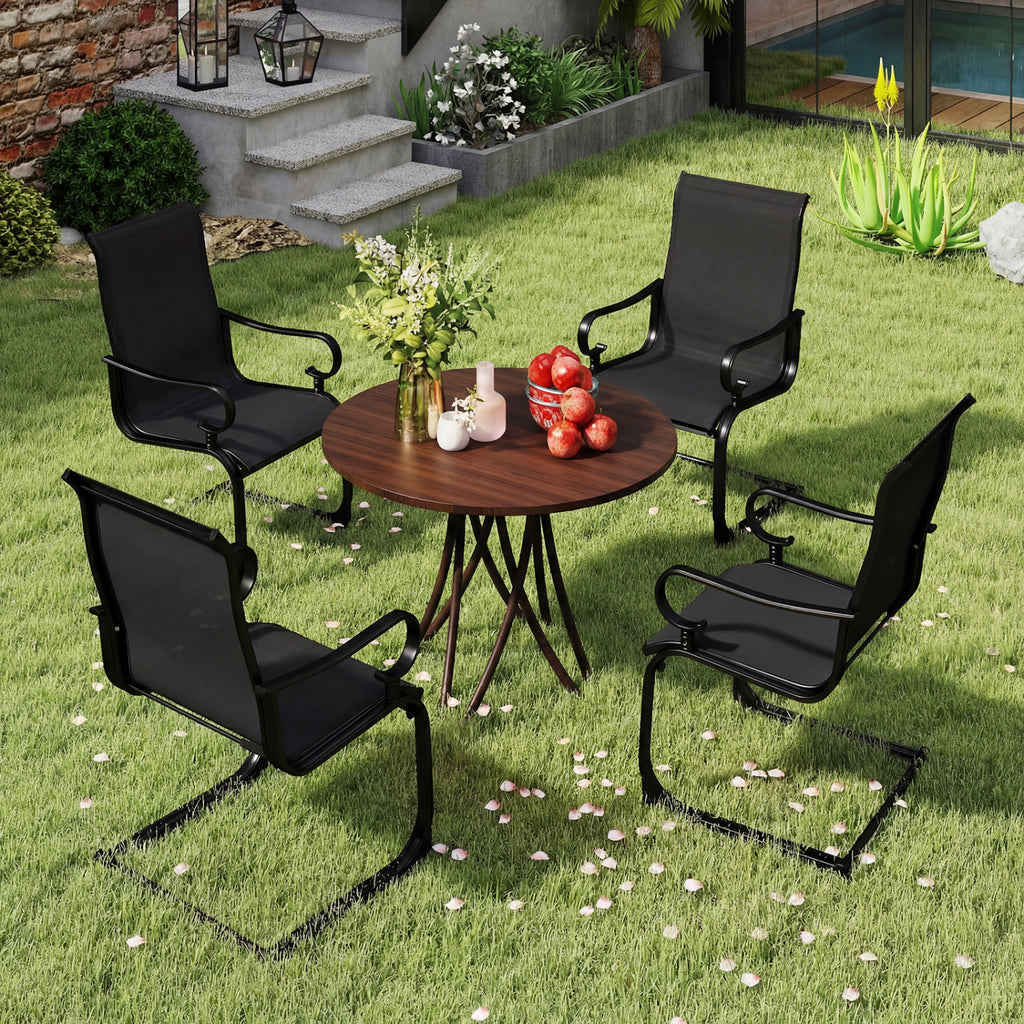 Set of 2 Patio Chairs with Quick-drying and Breathable Fabric for Backyard-Black