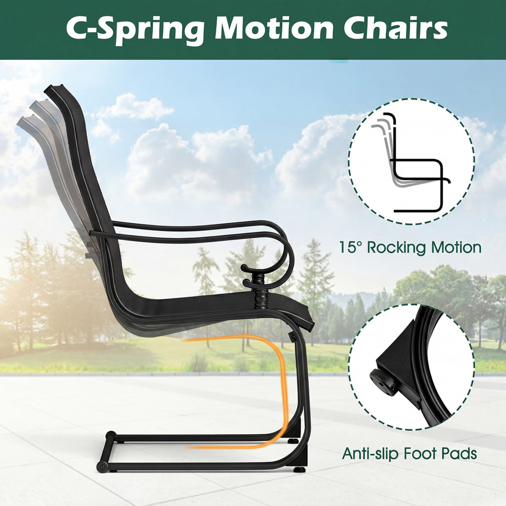 Set of 2 Patio Chairs with Quick-drying and Breathable Fabric for Backyard-Black