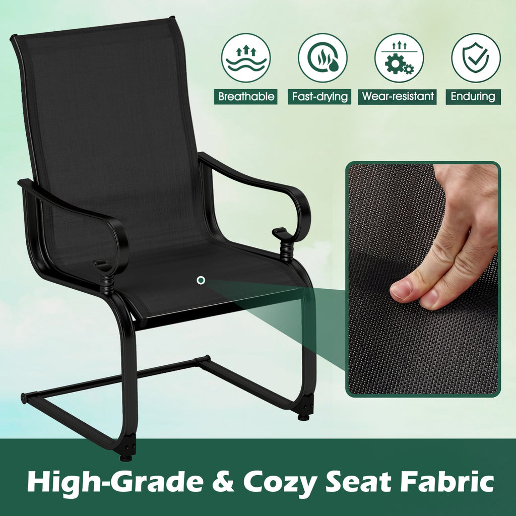 Set of 2 Patio Chairs with Quick-drying and Breathable Fabric for Backyard-Black
