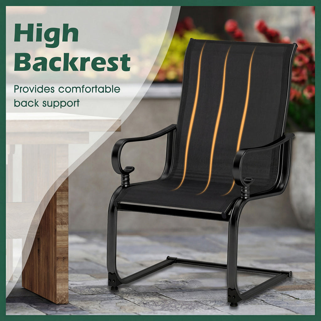 Set of 2 Patio Chairs with Quick-drying and Breathable Fabric for Backyard-Black