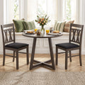 Set of 2 Modern Linen Style Upholstered Kitchen Chairs-Gray