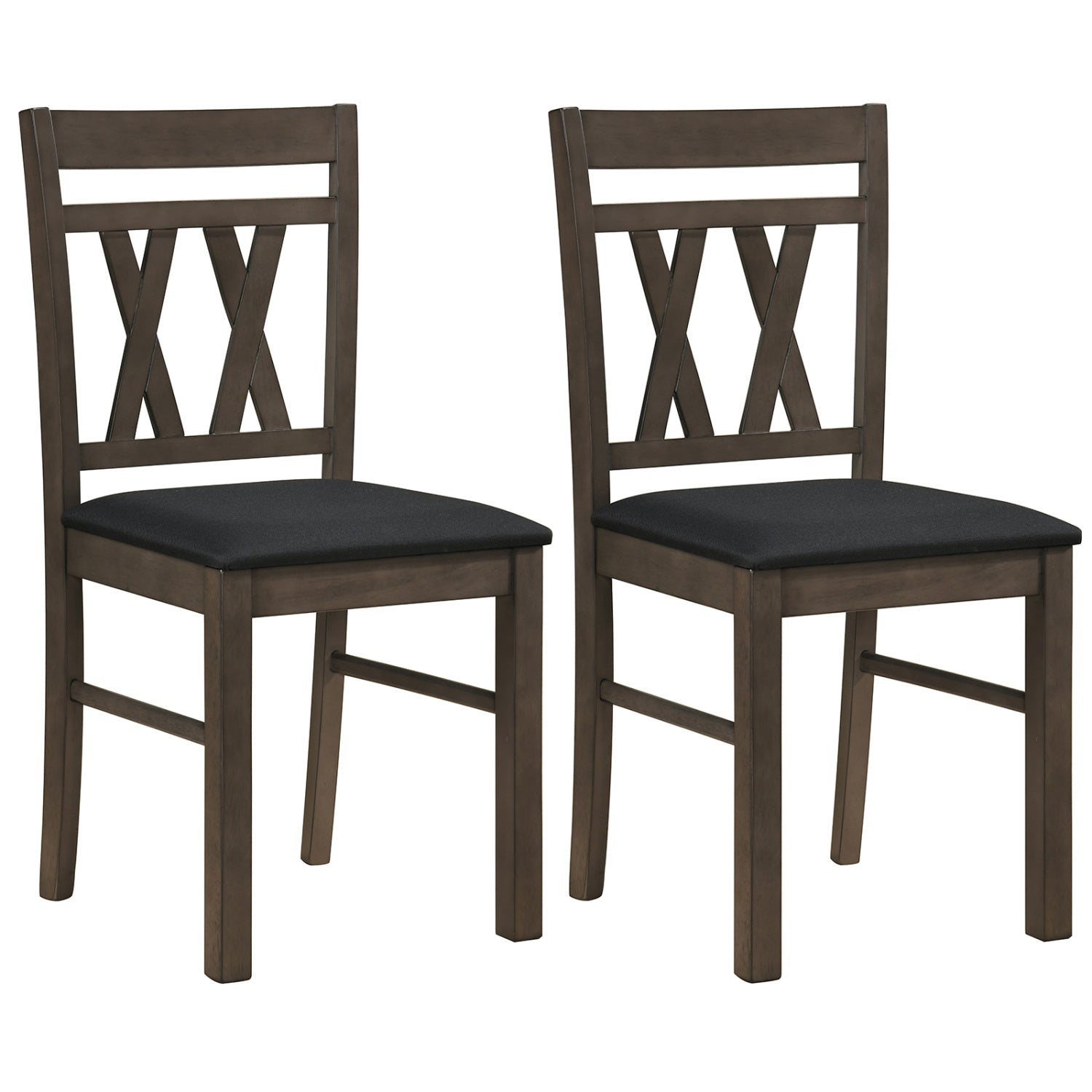 Set of 2 Modern Linen Style Upholstered Kitchen Chairs-Gray