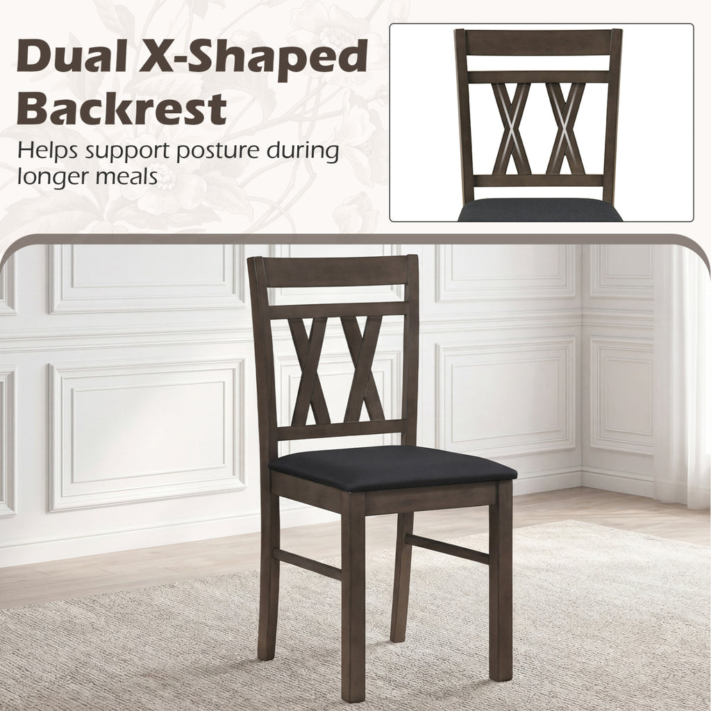 Set of 2 Modern Linen Style Upholstered Kitchen Chairs-Gray