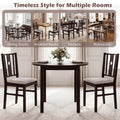 Set of 2 Rubber Wood Kitchen Chairs with Fabric Padded Seat -Coffee