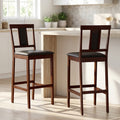 Set of 2 Upholstered Barstool 29.5 Inch Bar Height with Solid Rubber Wood Frame-Walnut