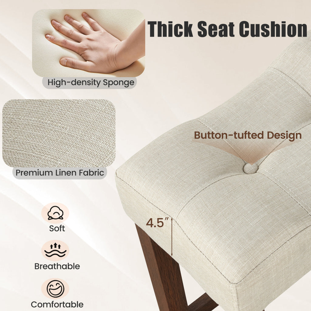 Set of 2 Upholstered Counter Height Bar Stool with Curved Saddle-Seat-Brown