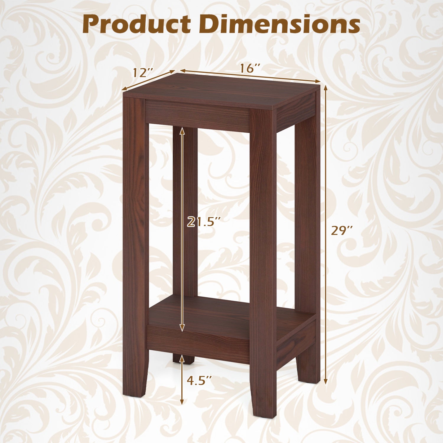 Set of 2 Versatile 2-Tier End Tables with Storage Shelf-Brown