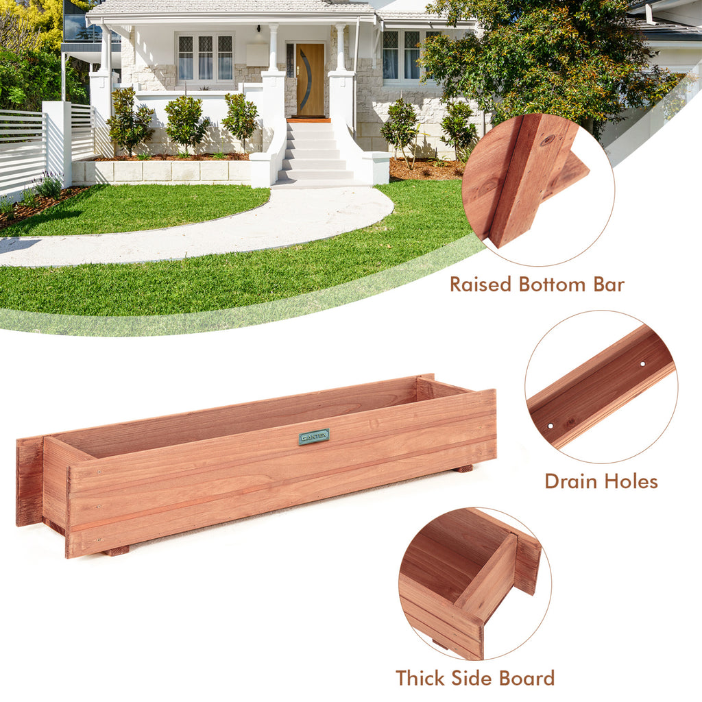 Set of 2 Wooden Decorative Raised Garden Bed for Yard and Window-Brown