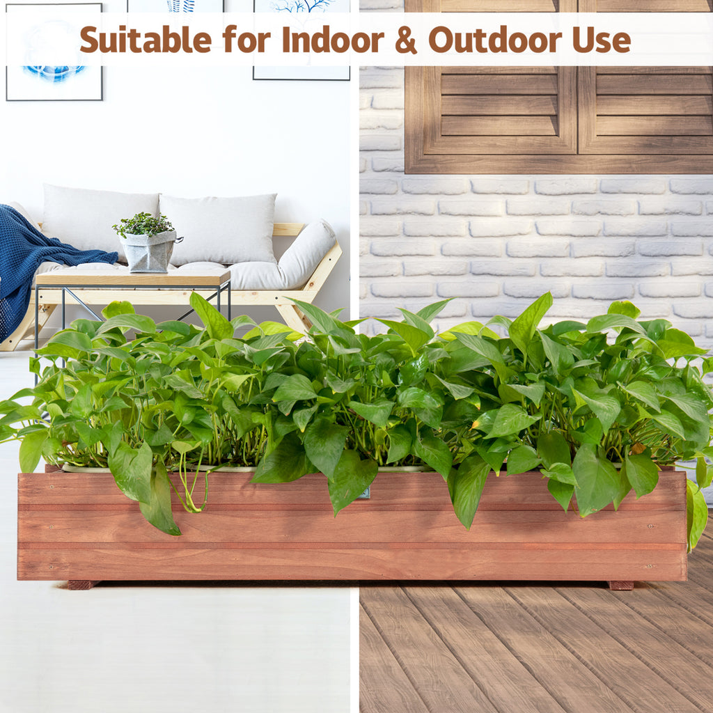 Set of 2 Wooden Decorative Raised Garden Bed for Yard and Window-Brown